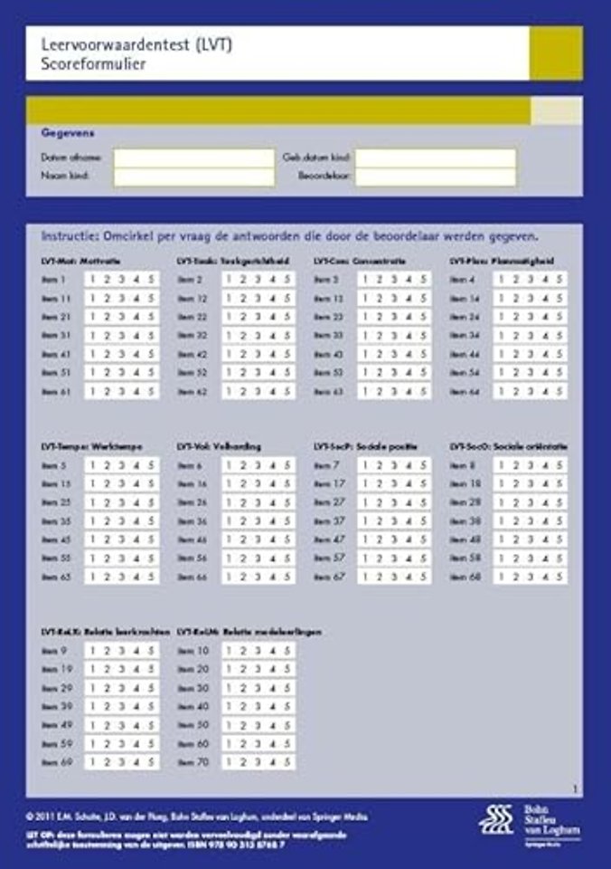Leervoorwaardentest (LVT) - scoreformulieren