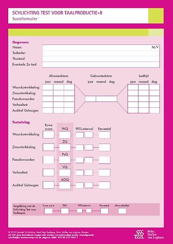 Schlichting Test voor Taalproductie-II (Schlichting Taalproductie) - scoreformulieren
