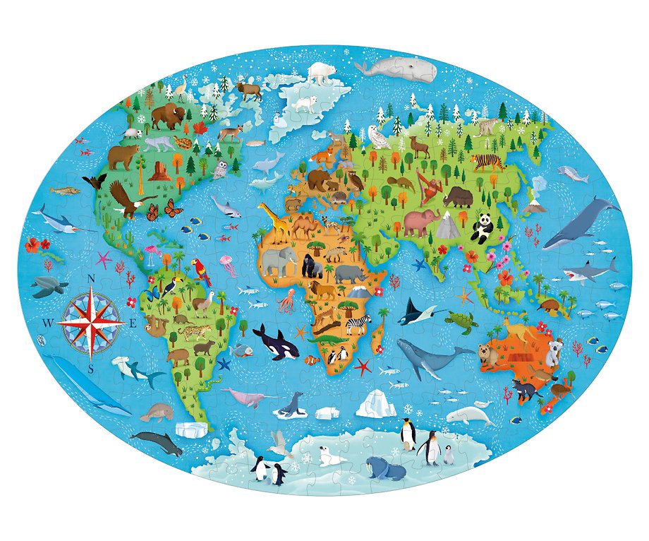 Dieren - puzzel 200 stukjes en boek
