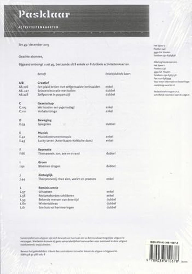 Pasklaar activiteitenkaarten set 49