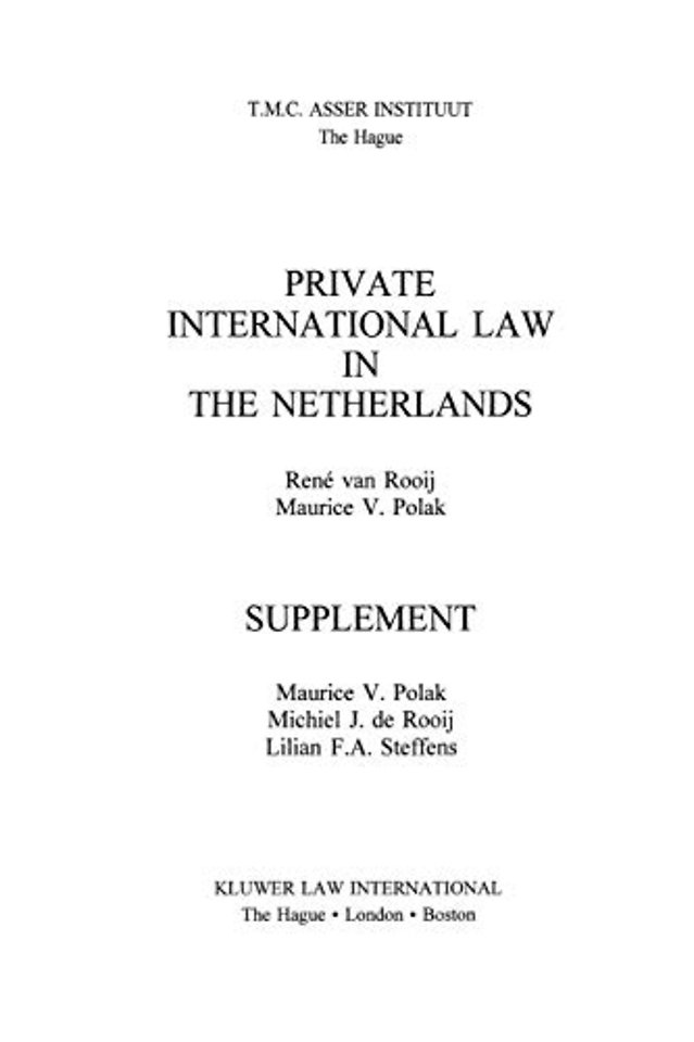 Private international law in the Netherlands; supplement