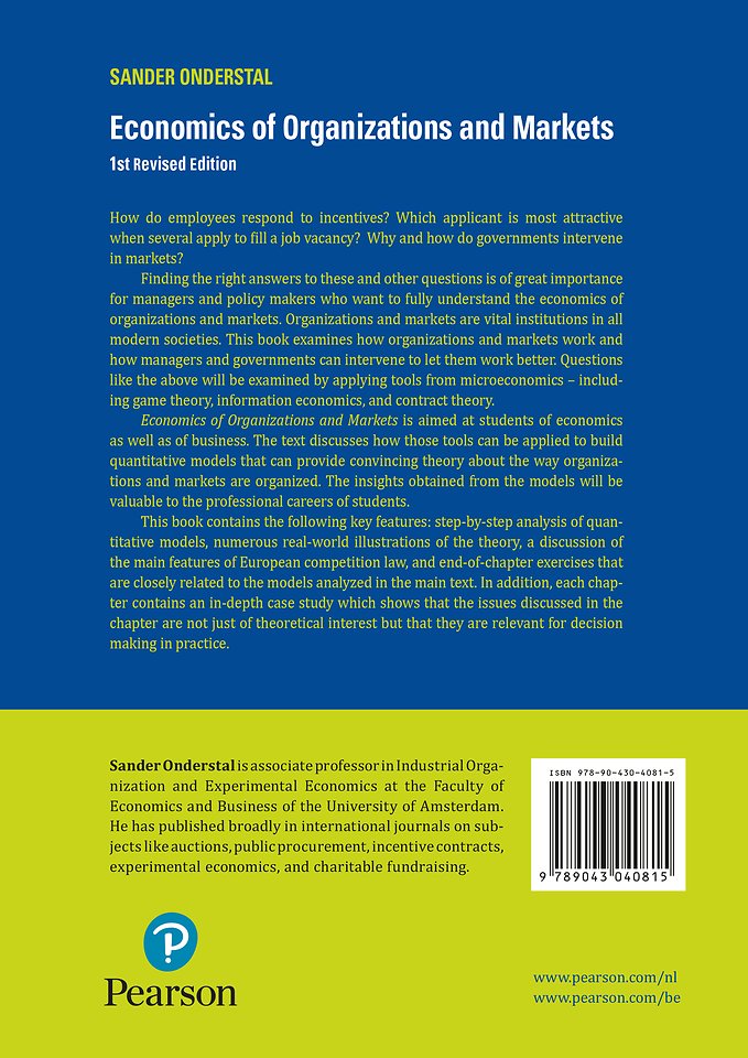 Economics of Organizations and Markets