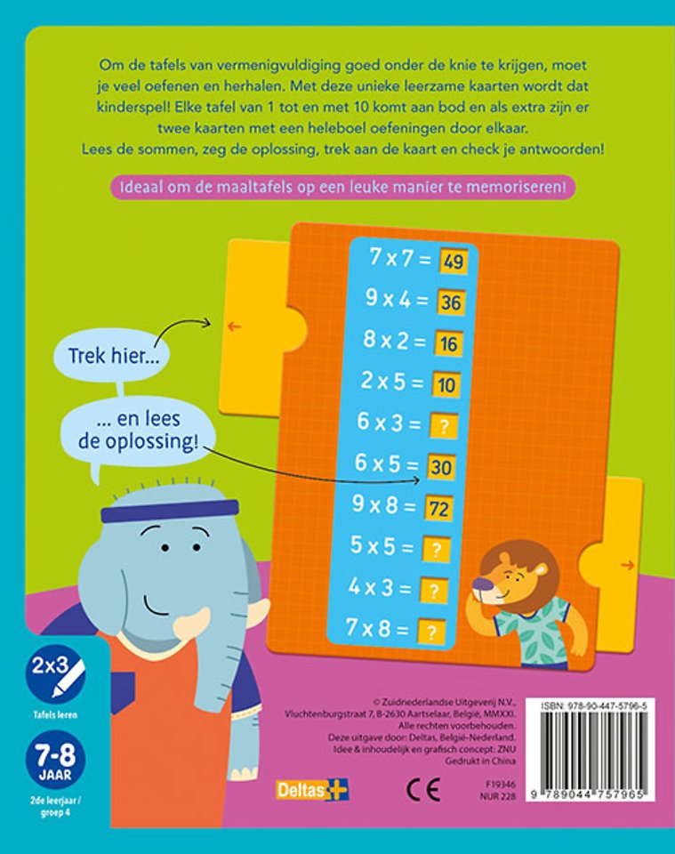 De tafels van vermenigvuldiging (7-8 j.) - 2de leerjaar/groep 4 Oefenkaarten