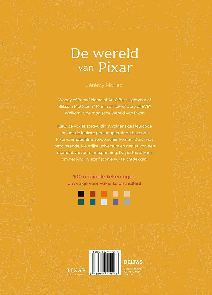 De wereld van Pixar kleuren op nummer voor volwassenen