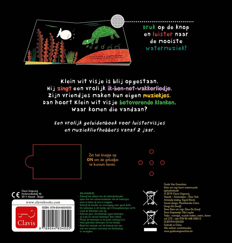 Klein wit visje hoort watermuziek