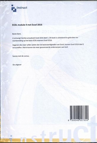 ECDL module 4, Excel 2016