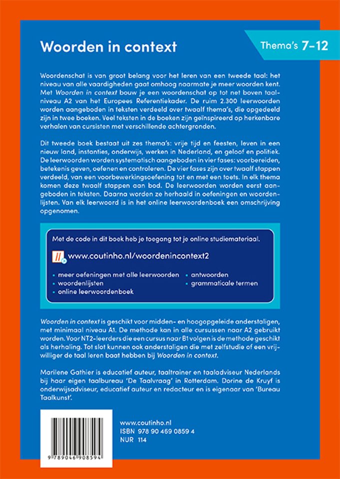 Woorden in context Thema's 7-12 Woordenschat opbouwen naar A2+
