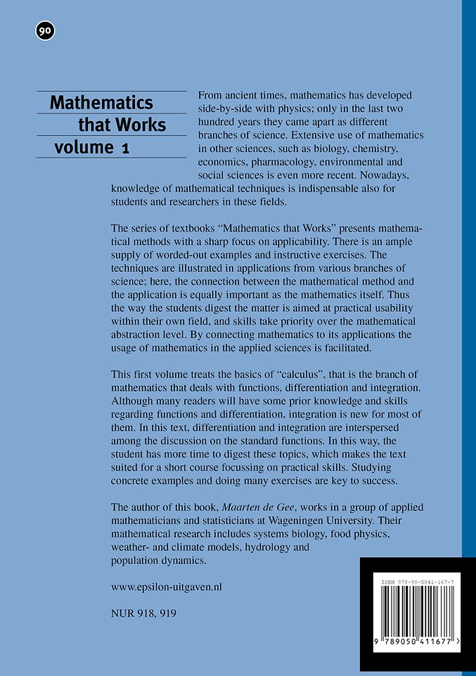 Mathematics that Works Vol. 1: introduction to Calculus (Eps