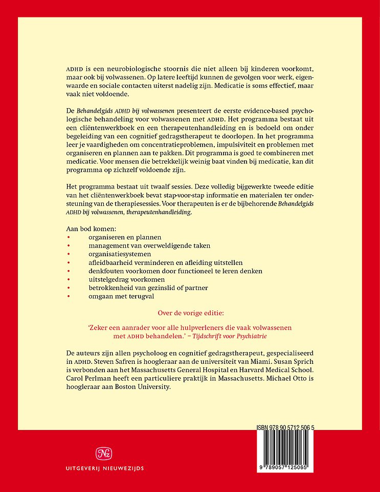 Behandelgids ADHD bij volwassenen, cliëntenwerkboek - tweede editie