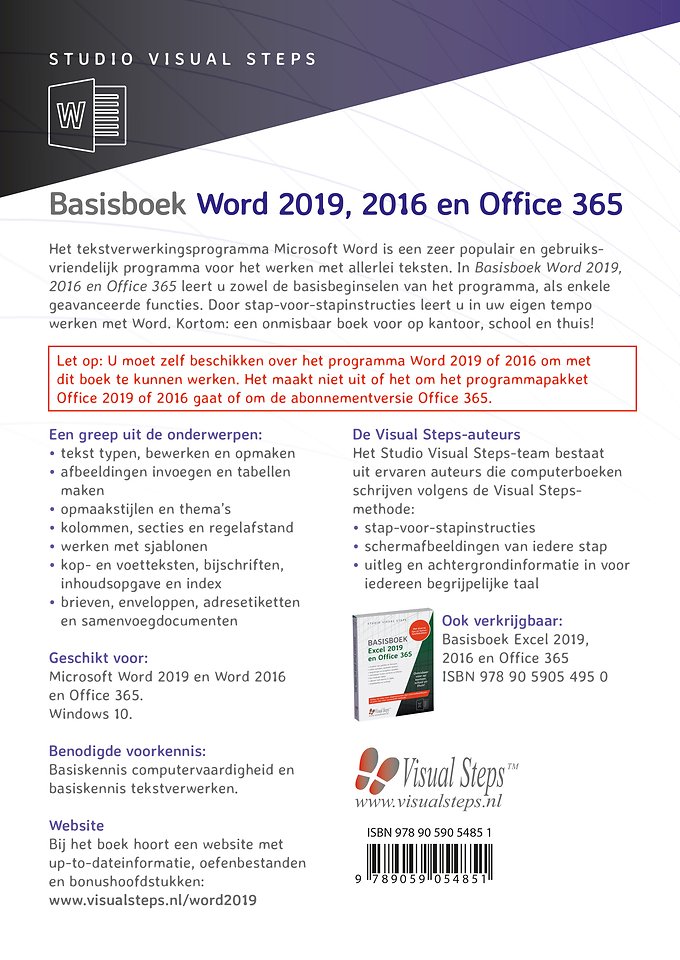 Basisboek Word 2019 2016 en Office 365