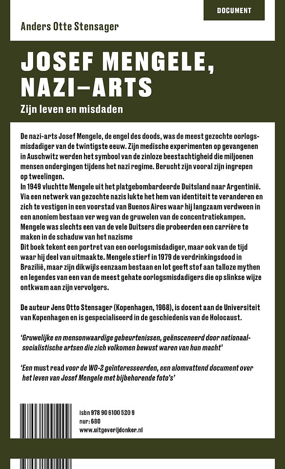 Josef Mengele, Nazi - Arts