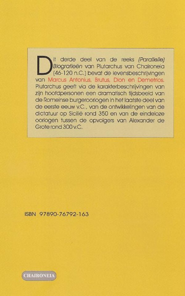 Biografieën III Dion, Brutus, Demetrios, Antonius