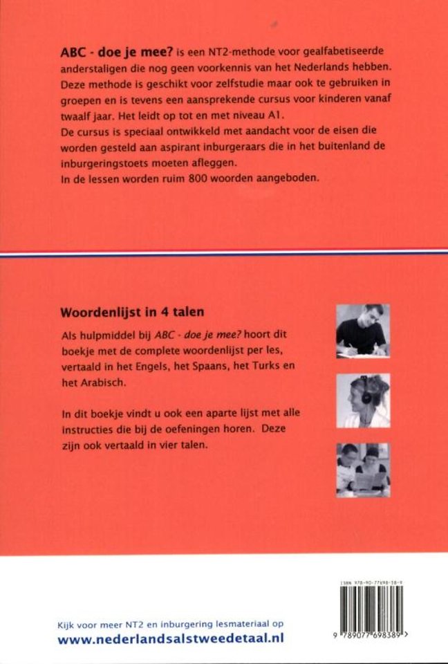 ABC - Doe je mee? 1.Engels, Spaans, Turks, Arabisch woordenlijsten