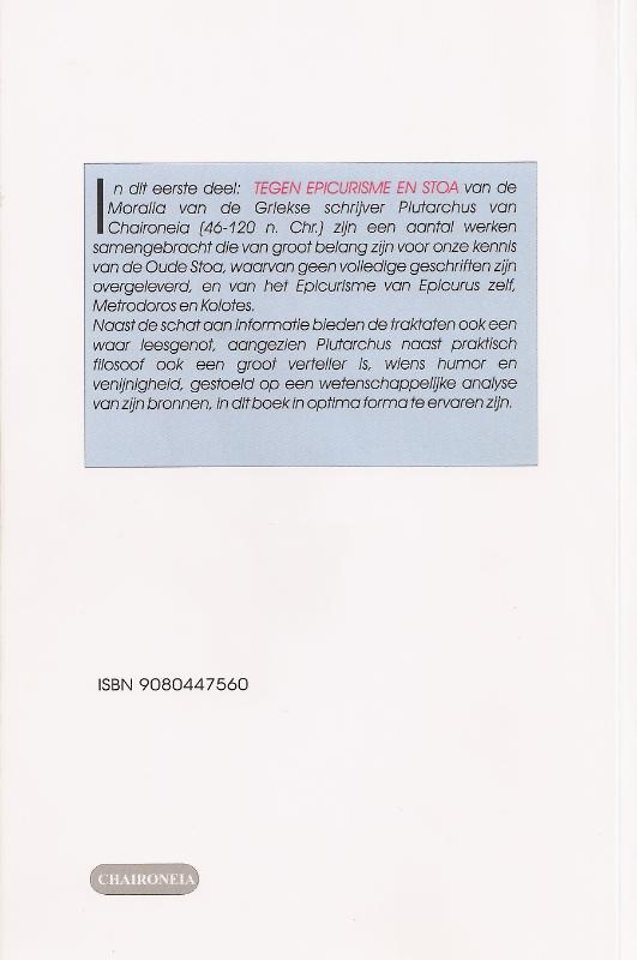 Moralia 1 Tegen Epicurisme en Stoa