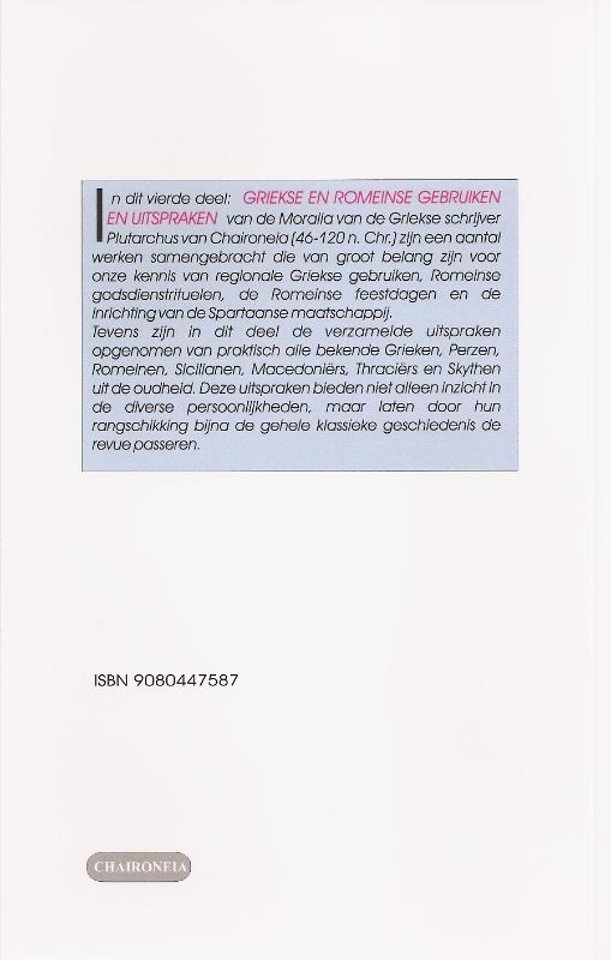 Moralia IV Griekse en Romeinse gebruiken en uitspraken