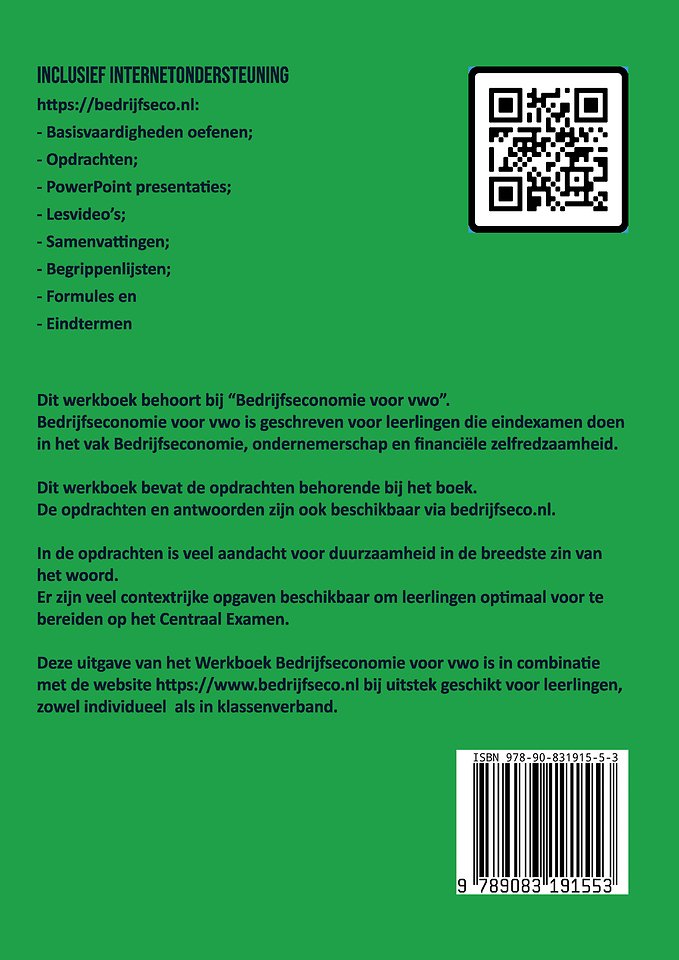 Werkboek bedrijfseconomie voor vwo