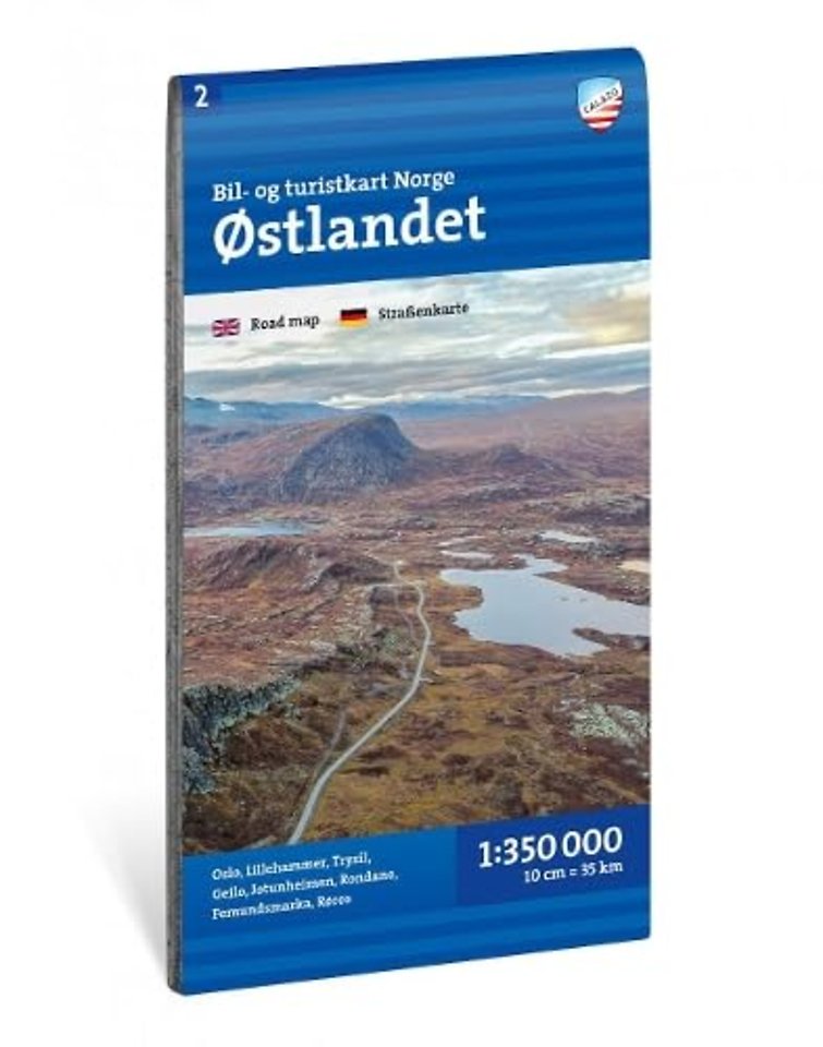 Car and tourist map of Eastern Norway (Østlandet)