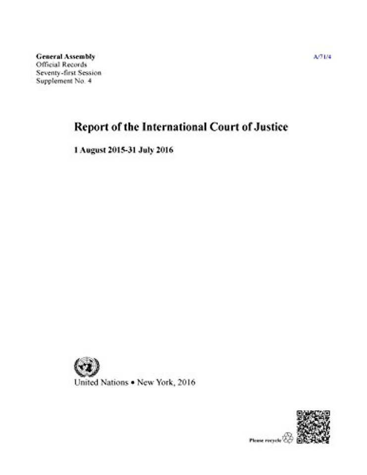 Report of the International Court of Justice – 1 August 2015 – 31 July 2016