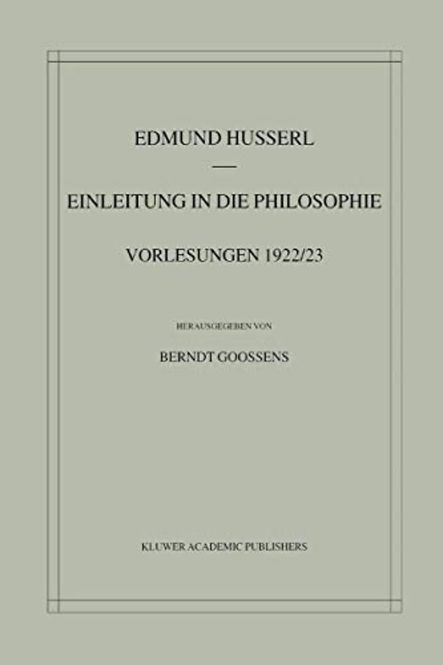 Einleitung in die Philosophie