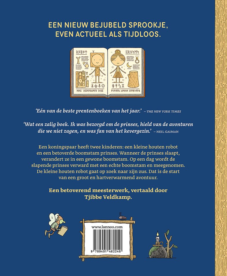 De kleine houten robot en de boomstam prinses