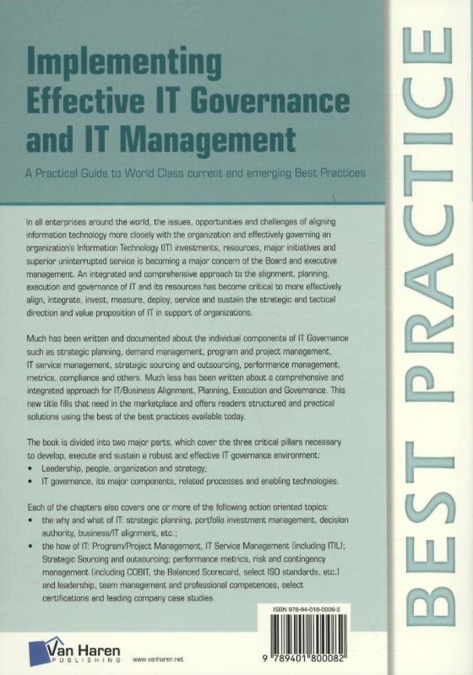 Implementing effective IT governance and IT management