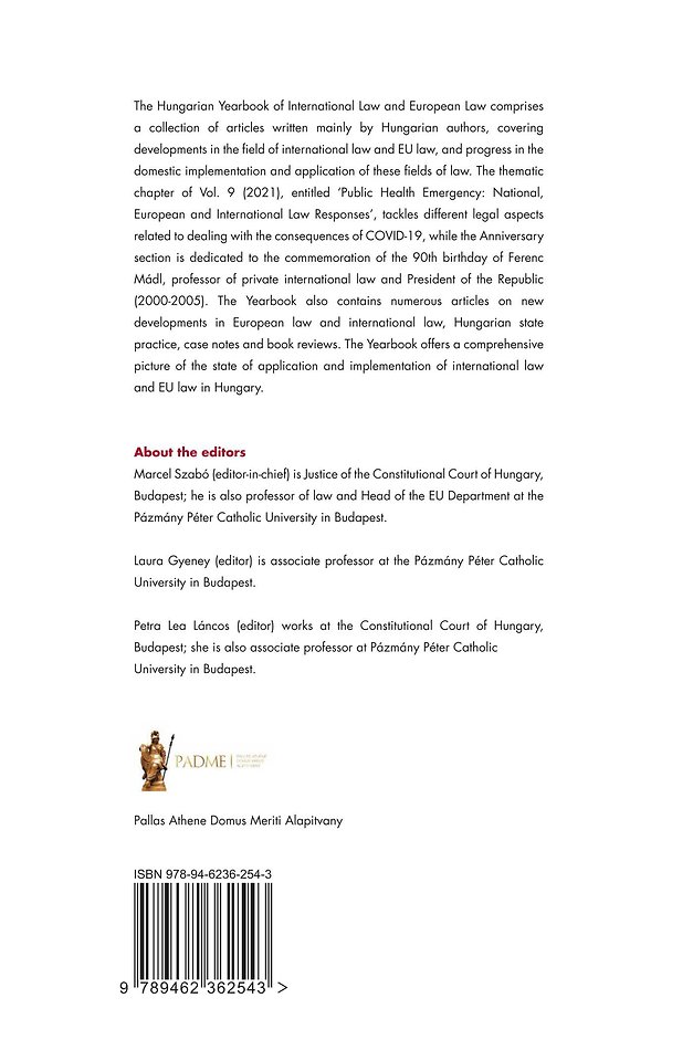 Hungarian Yearbook of International Law and European Law 2021