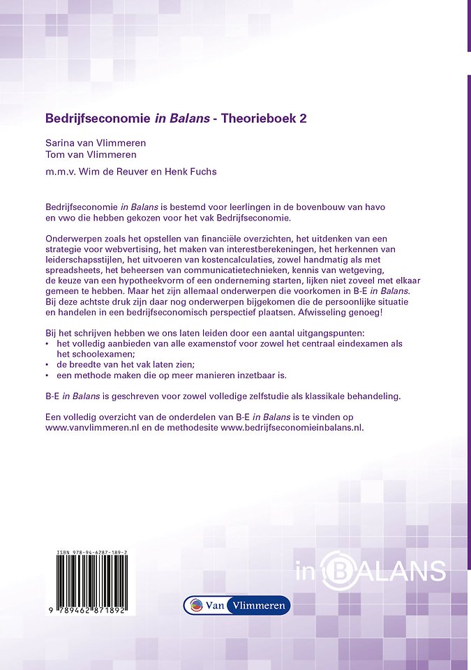Bedrijfseconomie in Balans vwo theorieboek 2