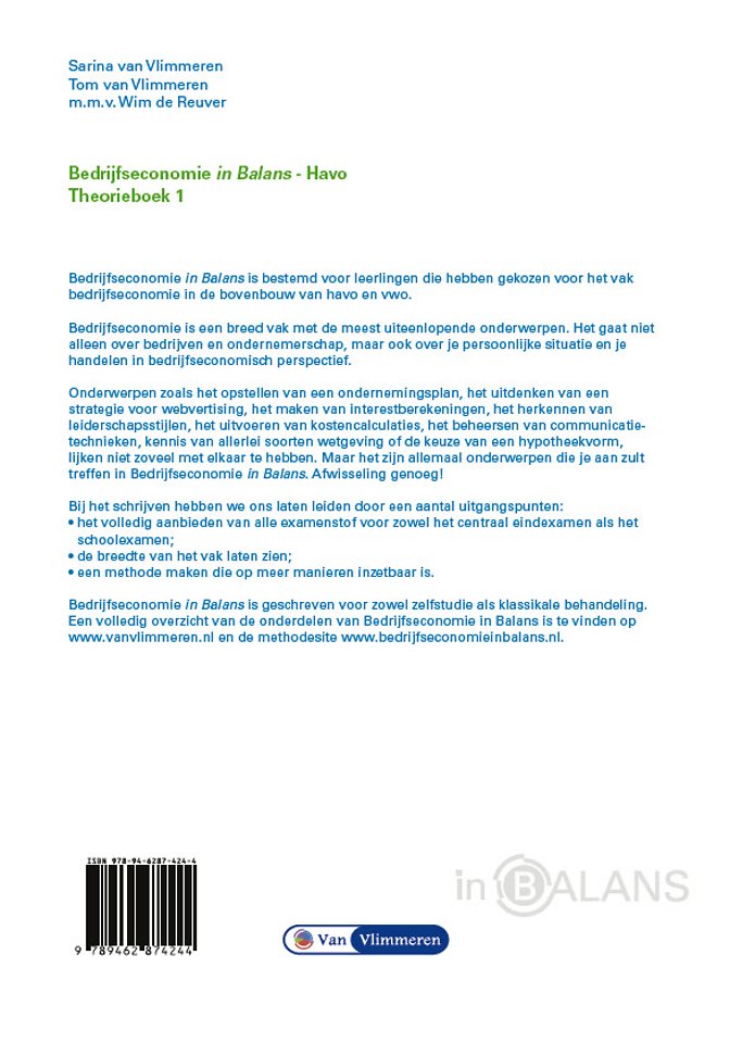 Bedrijfseconomie in Balans havo theorieboek 1