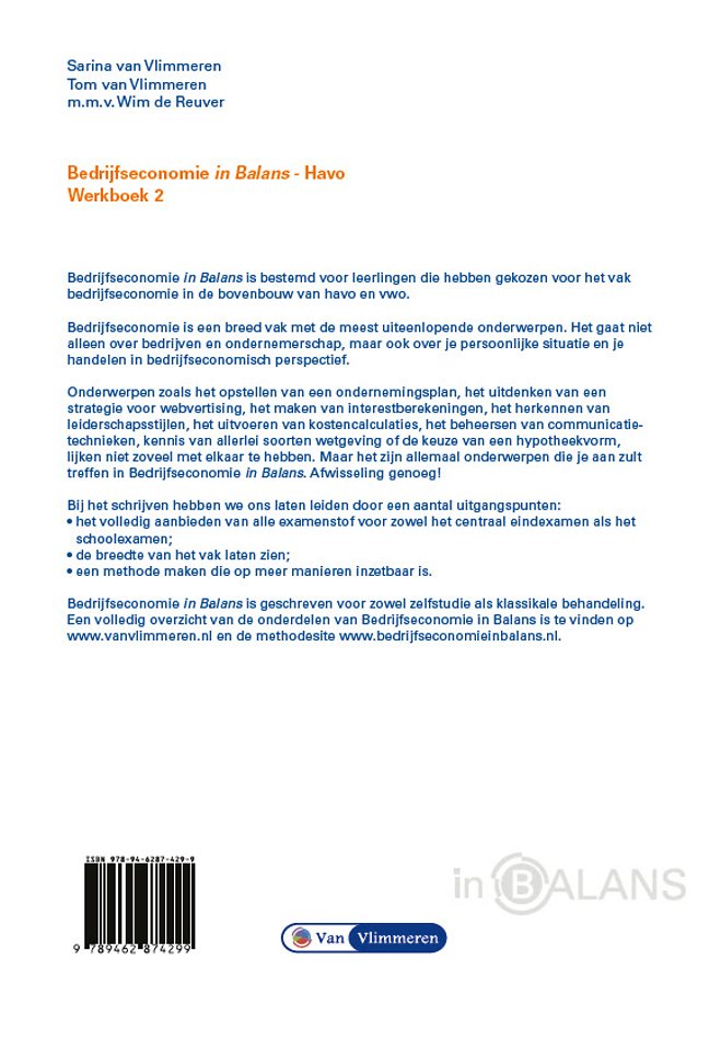 Bedrijfseconomie in Balans 2 havo werkboek