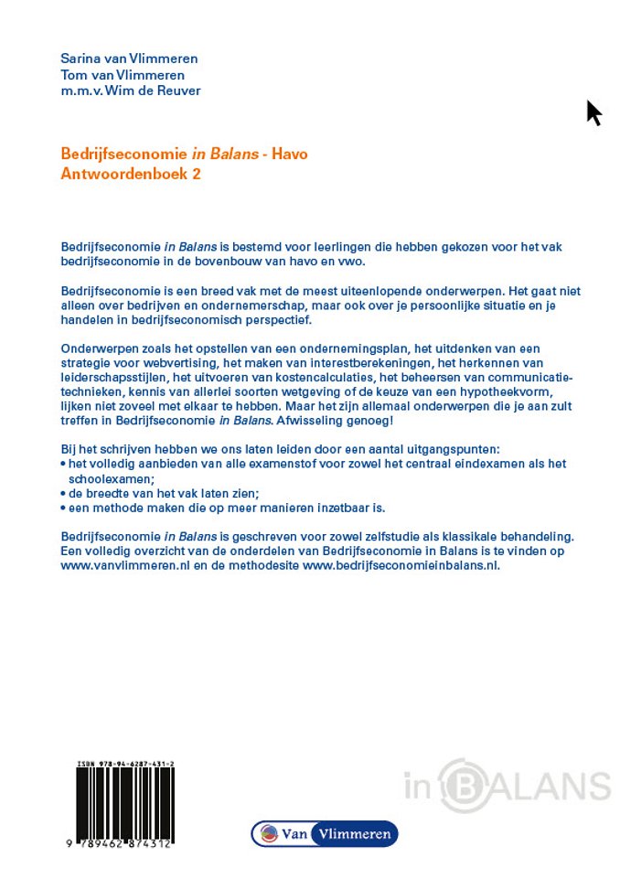 Bedrijfseconomie in Balans Havo Antwoordenboek 2