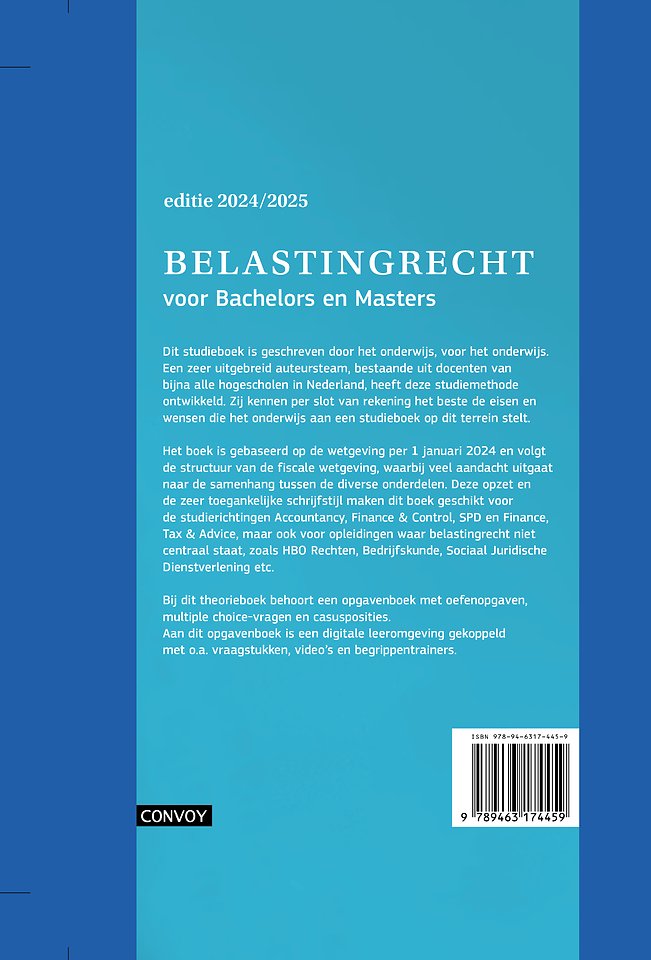 Belastingrecht voor Bachelors en Masters Theorieboek 2024-2025