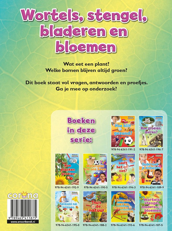 Wortels, stengels, bladeren en bloemen