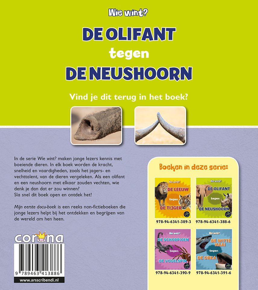 De olifant tegen de neushoorn