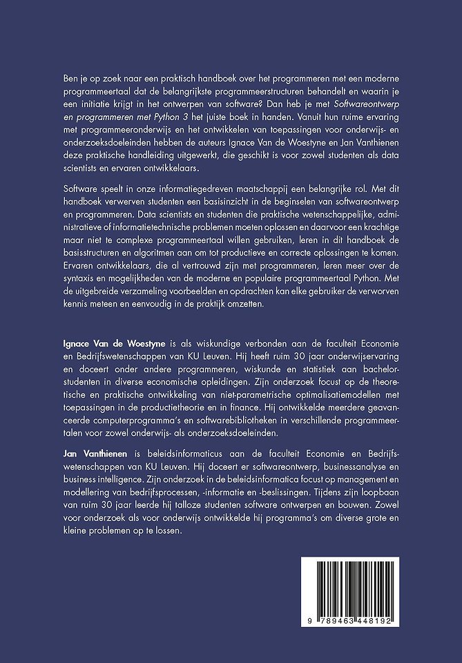Softwareontwerp en Programmeren met Phython 3