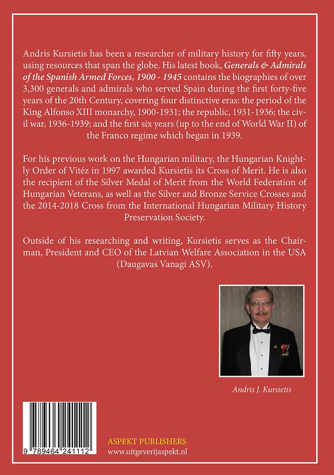 Generals & Admirals of the Spanish Armed Forces 1900 - 1945