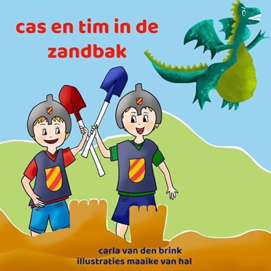 cas en tim in de zandbak