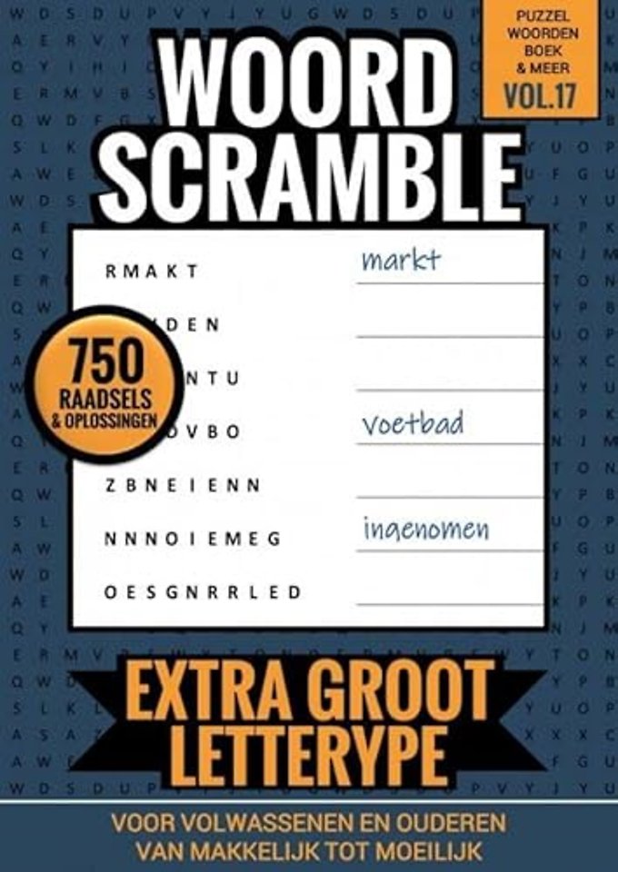 Puzzelwoordenboek & Meer Vol. 17 - Woord Scramble voor Volwassenen en Ouderen - Extra Groot Lettertype