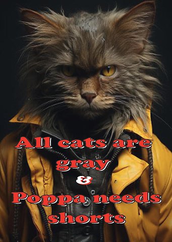 All cats are gray & Poppa needs shorts