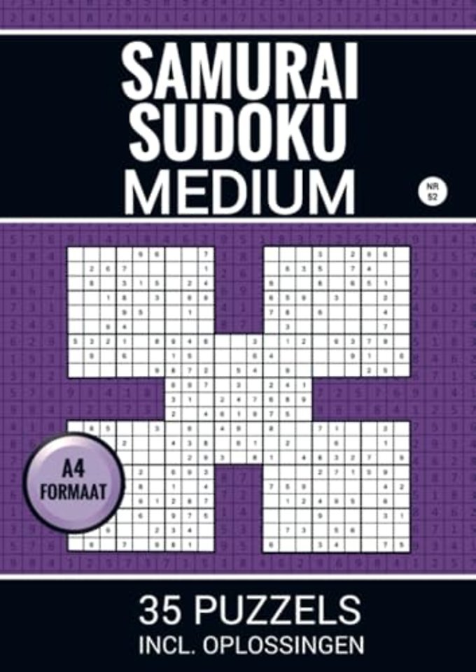 Samurai Sudoku - Medium - 35 Puzzels Incl. Oplossingen - Nr. 52