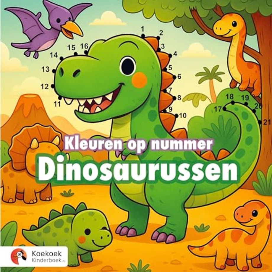 Kleuren op nummer: Dinosaurussen