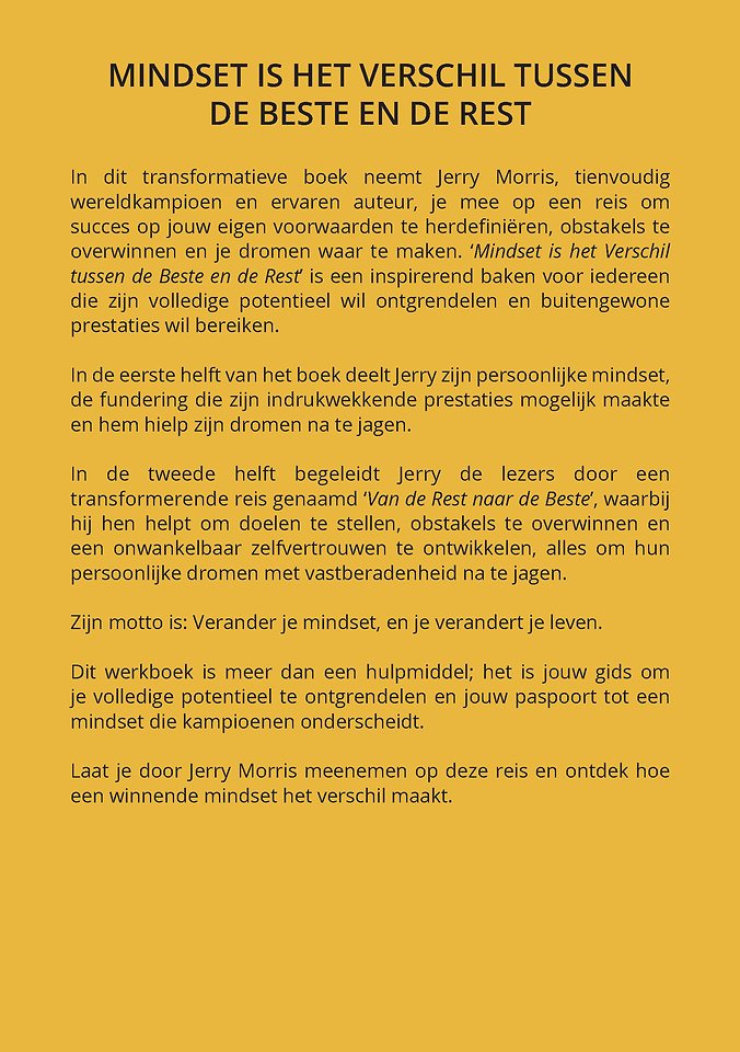 Mindset is het Verschil Tussen de Beste en de Rest - Inclusief Werkboek