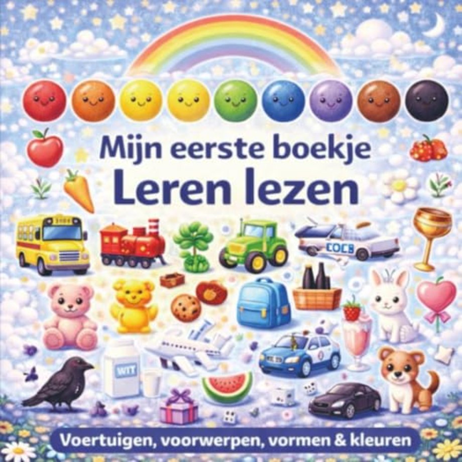peuterboekje. leren lezen, voertuigen, voorwerpen, vormen & Kleuren.
