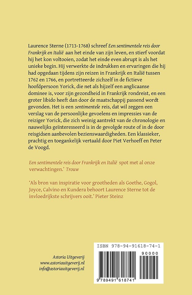 Een sentimentele reis door Frankrijk en Italië