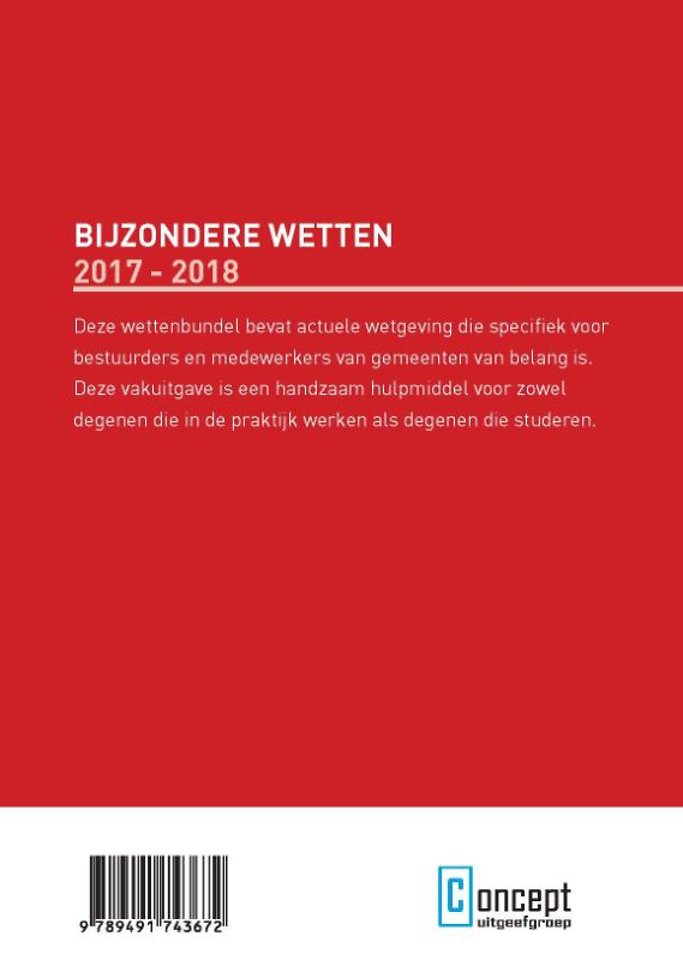 Bijzondere Wetten en APV 2017-2018