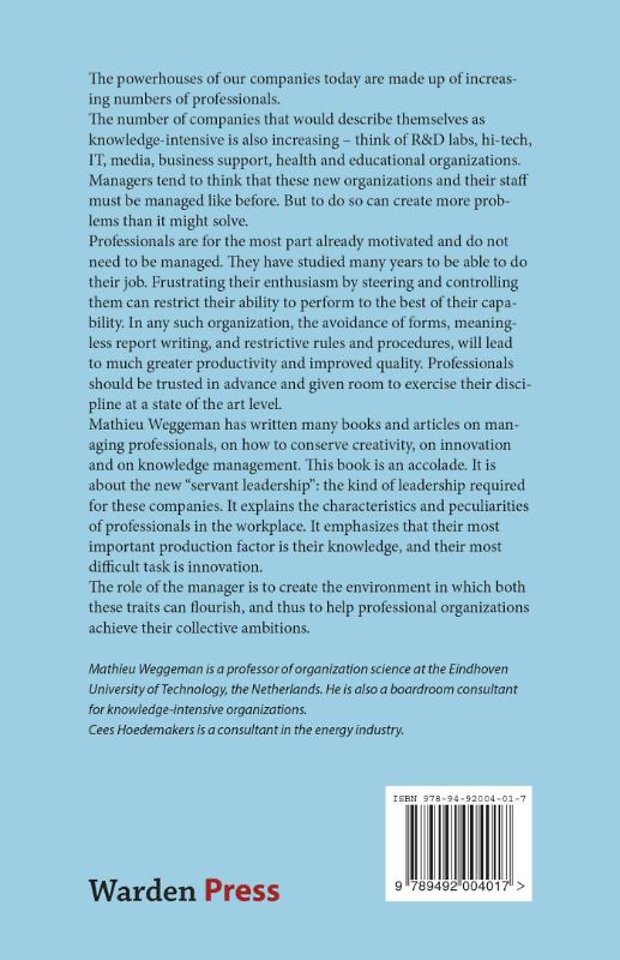 Managing professionals? Don't!