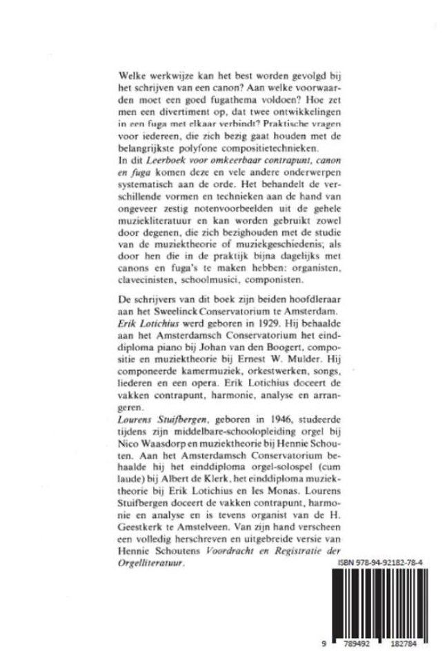 Leerboek voor omkeerbaar contrapunt canon en fuga
