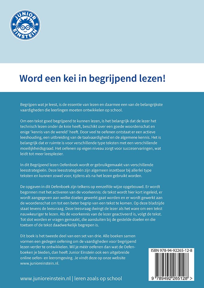 Begrijpend lezen Oefenboek Deel 2 - Diverse teksten met bijbehorende opgaven - Groep 7 en 8 Begrijpen lezen opgaven- en antwoordenboek, Deel 2. Verschillende type teksten en bijbehorende doelen.