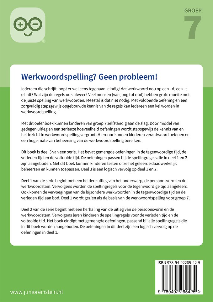 Werkwoordspelling voor groep 7 3 Deel 3 Spellingsoefeningen gemengd groep 7 leer- en oefenboek