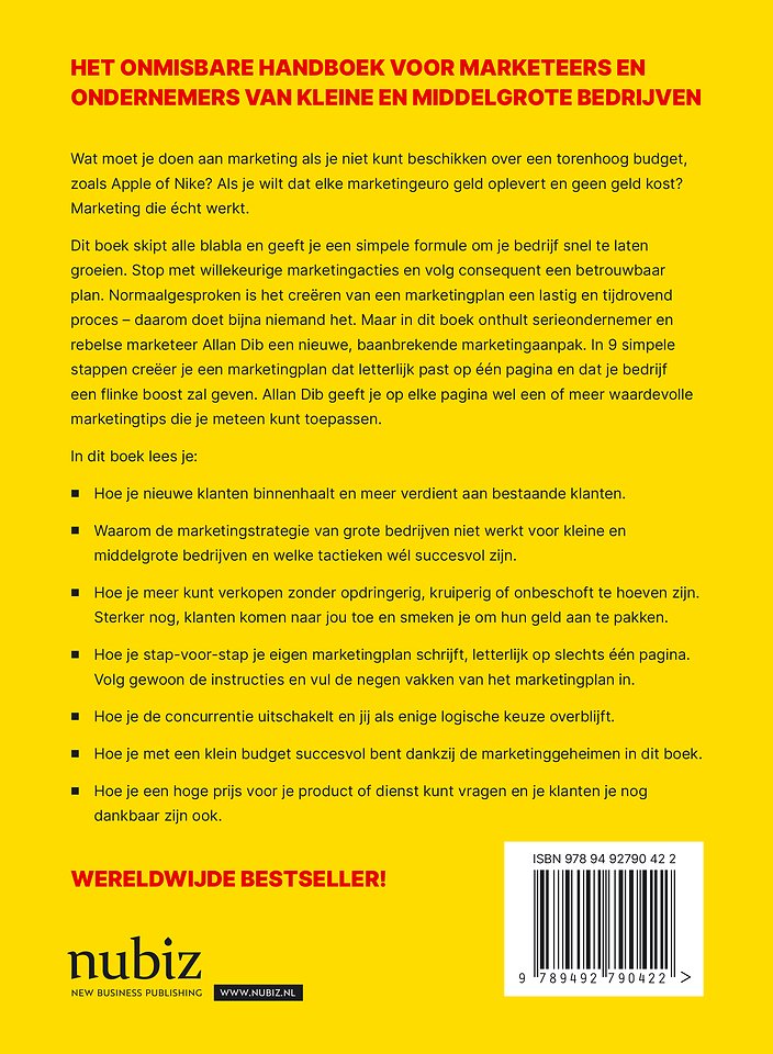 Een marketingplan van 1 pagina