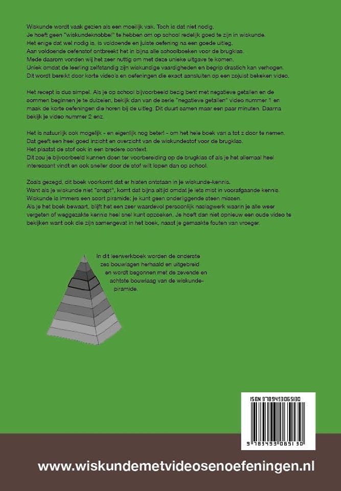 Wiskunde met video's en oefeningen voor de brugklas, leerwerkboek met uitgewerkte antwoorden